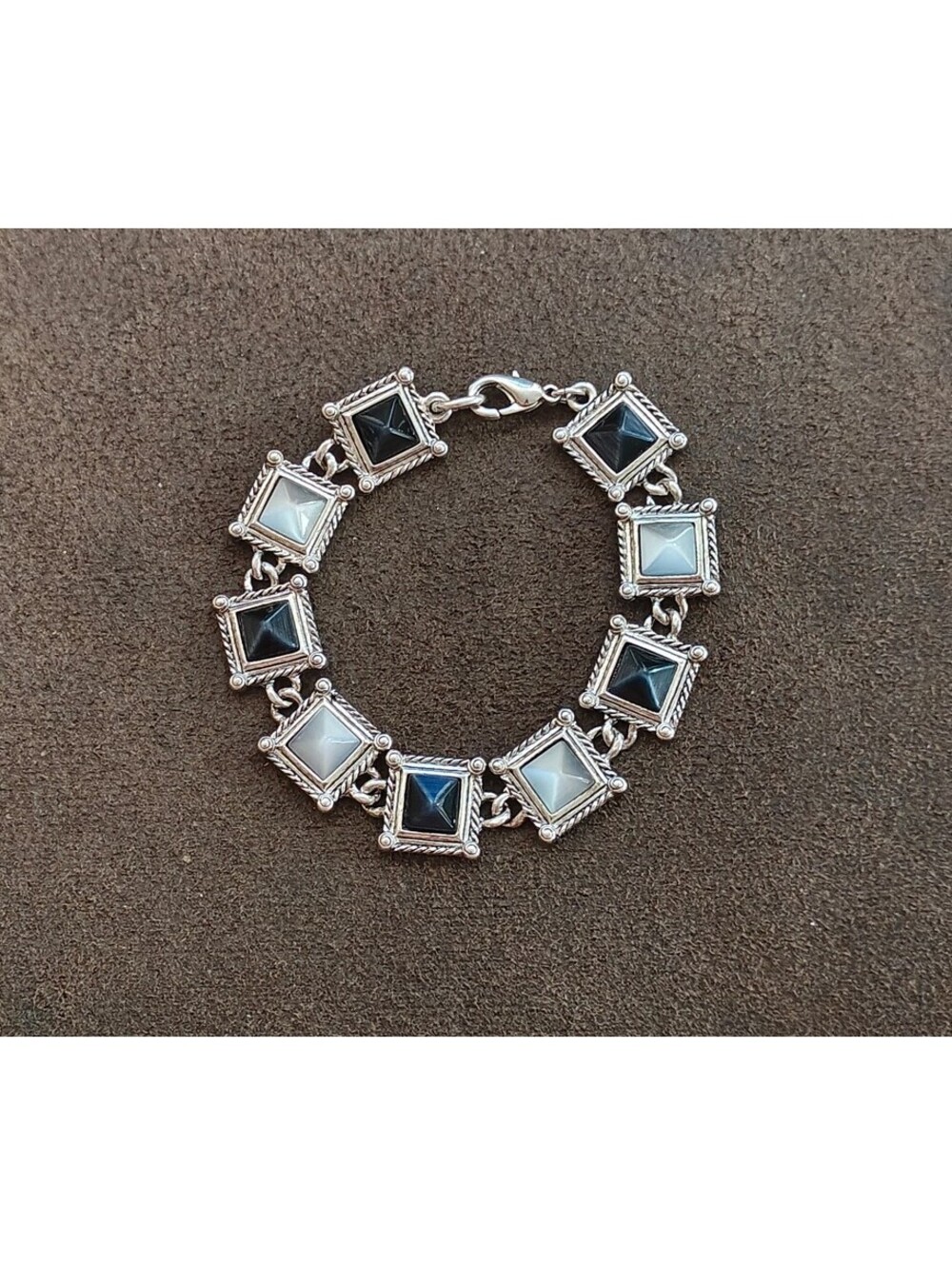 90s Premier Designs Pyramid Cut Moonglow/Cat's Eyes Stones Bracelet